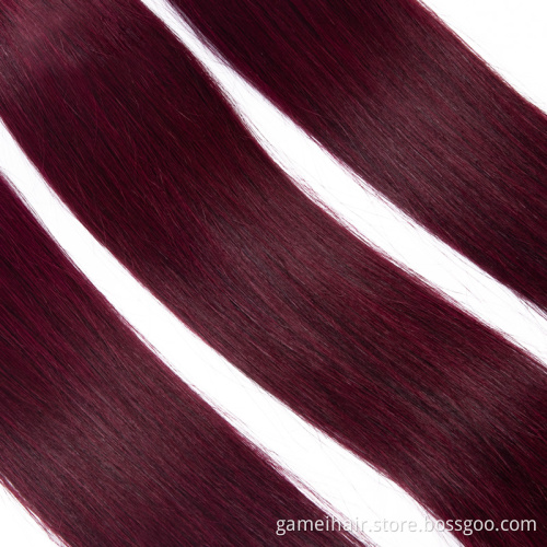 Wholesale Factory 1B 99J bundle With Closure Straight Hair Weave Cuticle Aligned Hair With Frontal